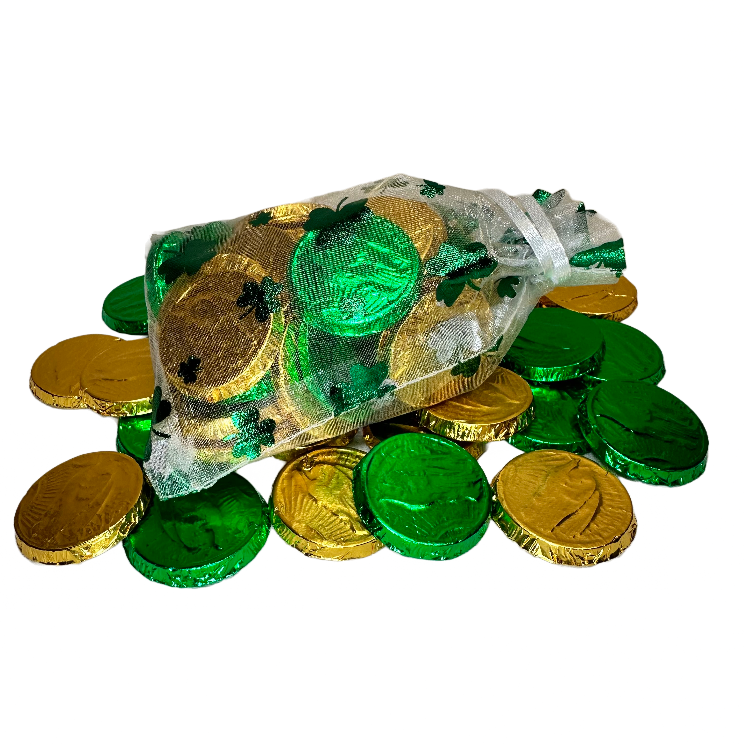 Heavenly Safe Chocolates, Safe Sweets allergen-friendly chocolate gold and green coins. Top 13 allergen-free chocolate.