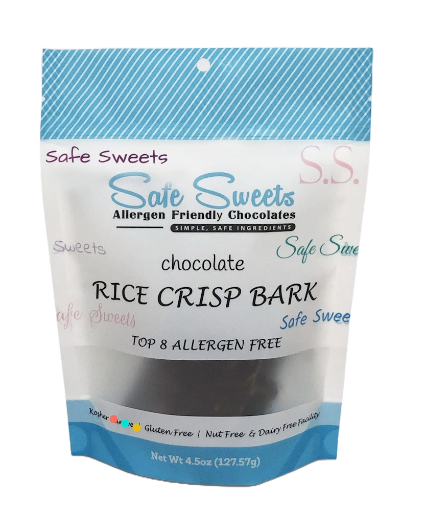 Heavenly Safe Choocolates by Safe Sweets Rice Crisp Bark 4.5 oz bag.